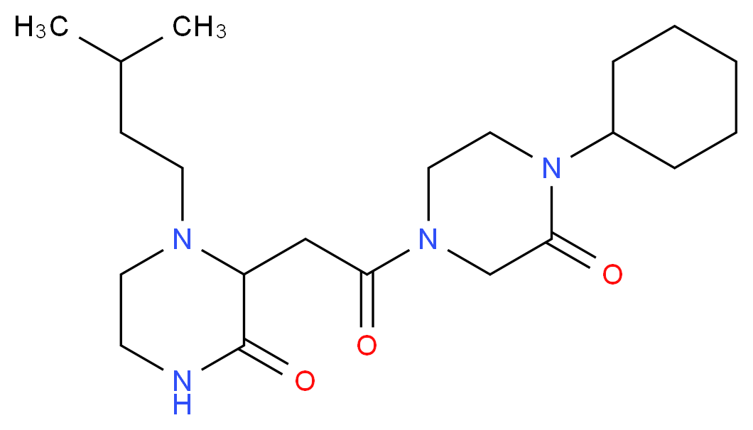 1-cyclohexyl-4-{[1-(3-methylbutyl)-3-oxo-2-piperazinyl]acetyl}-2-piperazinone_Molecular_structure_CAS_)