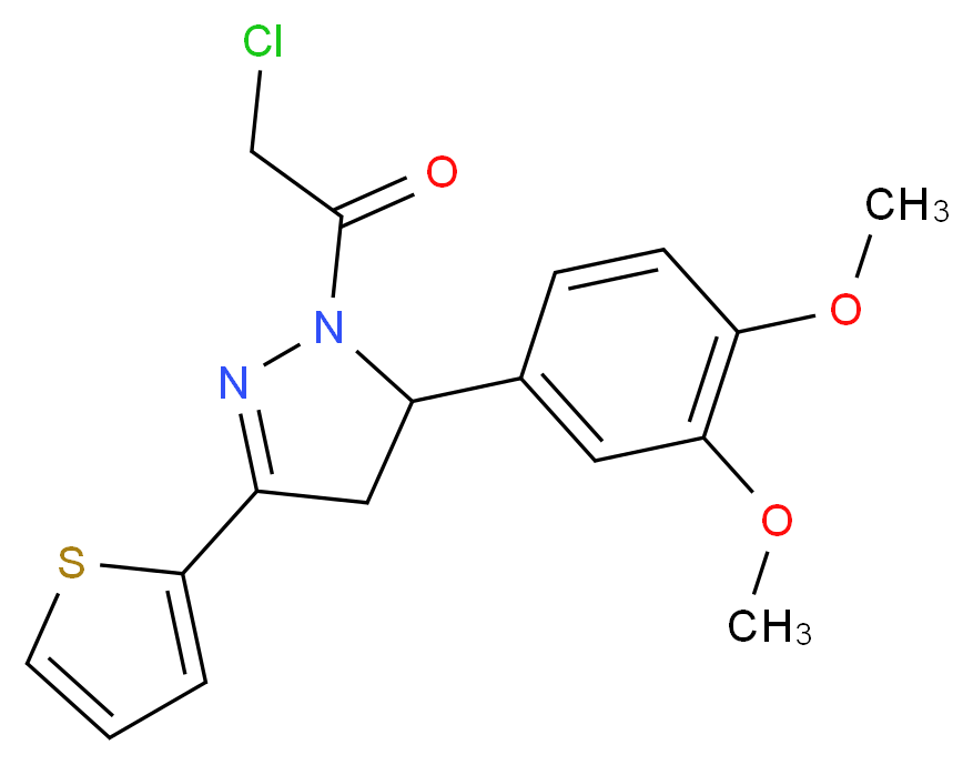 1-(chloroacetyl)-5-(3,4-dimethoxyphenyl)-3-thien-2-yl-4,5-dihydro-1H-pyrazole_Molecular_structure_CAS_)