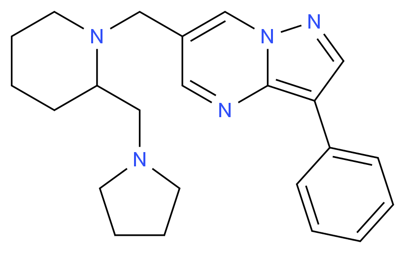 3-phenyl-6-{[2-(pyrrolidin-1-ylmethyl)piperidin-1-yl]methyl}pyrazolo[1,5-a]pyrimidine_Molecular_structure_CAS_)