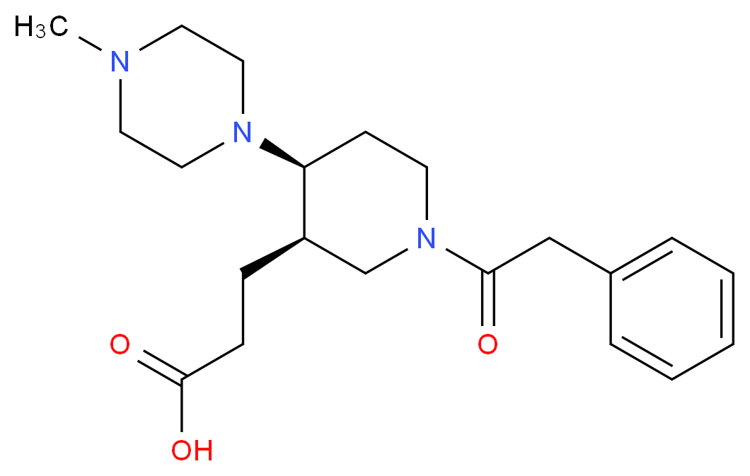 3-[(3R*,4S*)-4-(4-methylpiperazin-1-yl)-1-(phenylacetyl)piperidin-3-yl]propanoic acid_Molecular_structure_CAS_)