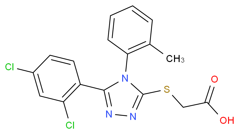 {[5-(2,4-dichlorophenyl)-4-(2-methylphenyl)-4H-1,2,4-triazol-3-yl]thio}acetic acid_Molecular_structure_CAS_)
