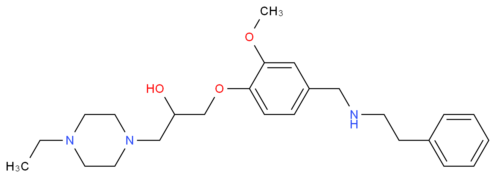 1-(4-ethyl-1-piperazinyl)-3-(2-methoxy-4-{[(2-phenylethyl)amino]methyl}phenoxy)-2-propanol_Molecular_structure_CAS_)