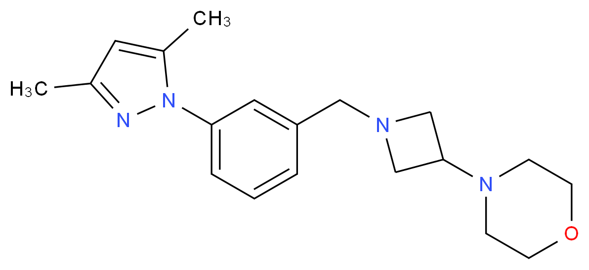 4-{1-[3-(3,5-dimethyl-1H-pyrazol-1-yl)benzyl]azetidin-3-yl}morpholine_Molecular_structure_CAS_)