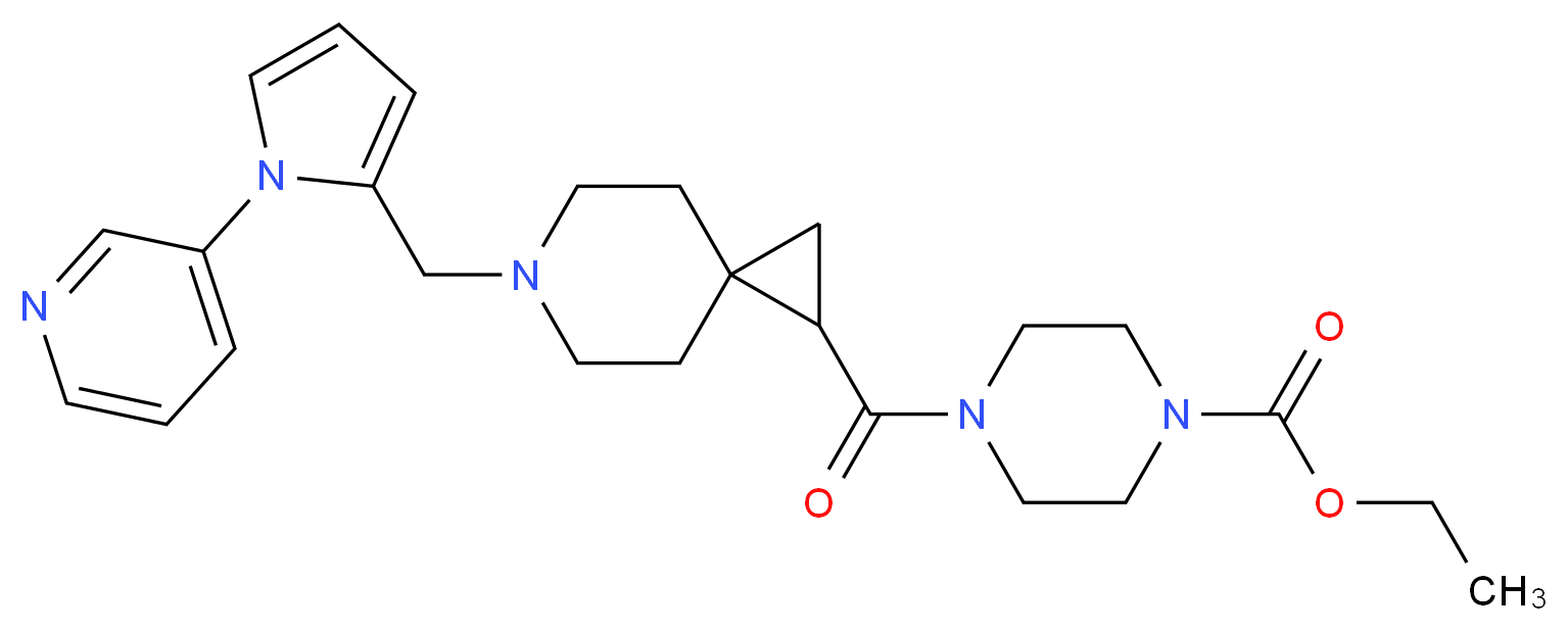 ethyl 4-[(6-{[1-(3-pyridinyl)-1H-pyrrol-2-yl]methyl}-6-azaspiro[2.5]oct-1-yl)carbonyl]-1-piperazinecarboxylate_Molecular_structure_CAS_)