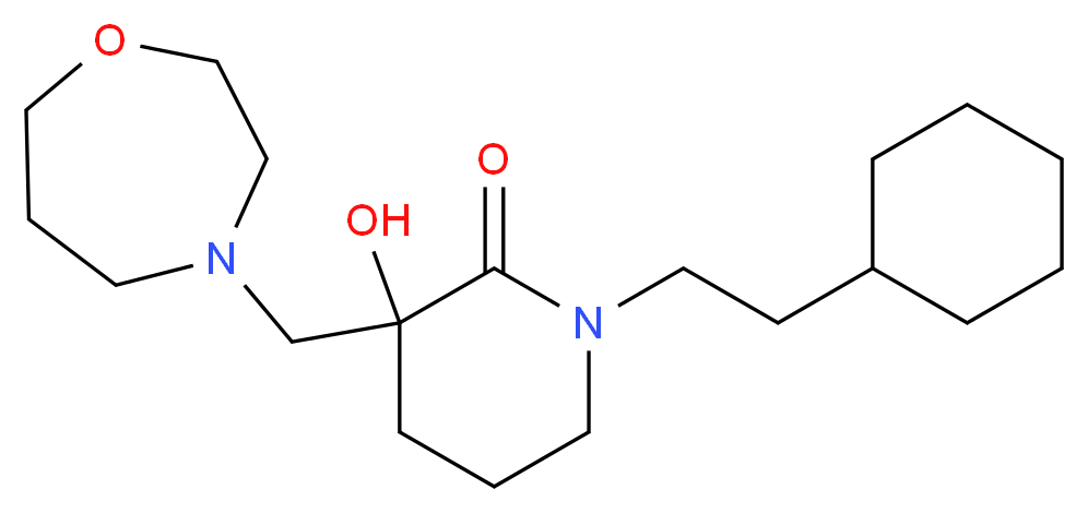 1-(2-cyclohexylethyl)-3-hydroxy-3-(1,4-oxazepan-4-ylmethyl)-2-piperidinone_Molecular_structure_CAS_)