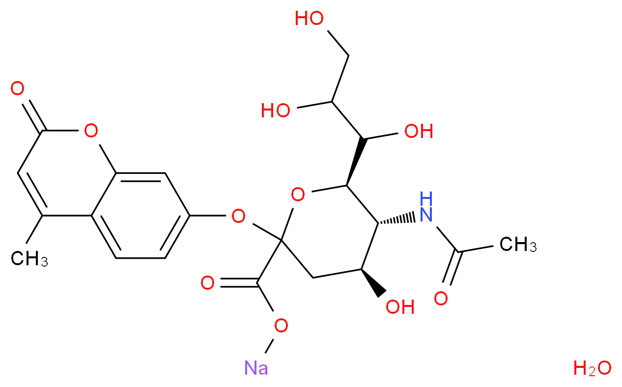 2′-(4-Methylumbelliferyl)-α-D-N-acetylneuraminic acid sodium salt hydrate_Molecular_structure_CAS_76204-02-9(anhydrous))