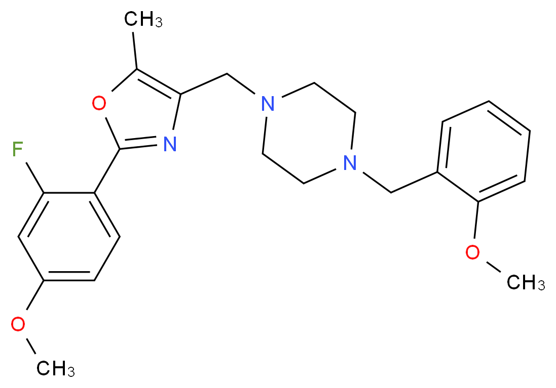 1-{[2-(2-fluoro-4-methoxyphenyl)-5-methyl-1,3-oxazol-4-yl]methyl}-4-(2-methoxybenzyl)piperazine_Molecular_structure_CAS_)
