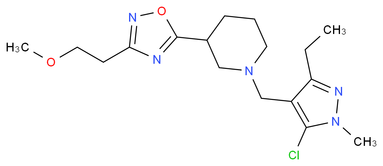 1-[(5-chloro-3-ethyl-1-methyl-1H-pyrazol-4-yl)methyl]-3-[3-(2-methoxyethyl)-1,2,4-oxadiazol-5-yl]piperidine_Molecular_structure_CAS_)