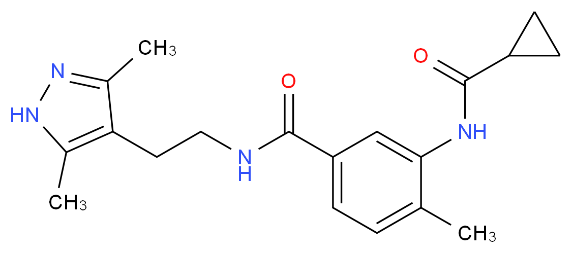 3-[(cyclopropylcarbonyl)amino]-N-[2-(3,5-dimethyl-1H-pyrazol-4-yl)ethyl]-4-methylbenzamide_Molecular_structure_CAS_)