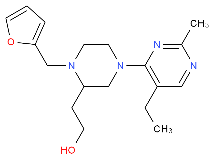 2-[4-(5-ethyl-2-methylpyrimidin-4-yl)-1-(2-furylmethyl)piperazin-2-yl]ethanol_Molecular_structure_CAS_)