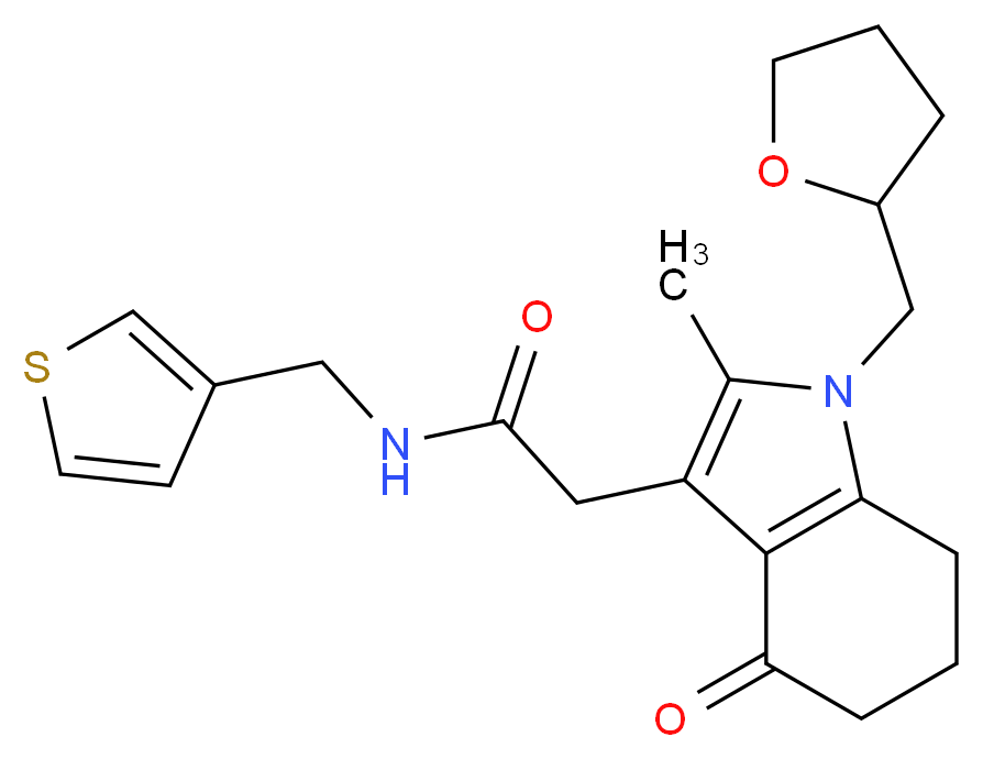 2-[2-methyl-4-oxo-1-(tetrahydro-2-furanylmethyl)-4,5,6,7-tetrahydro-1H-indol-3-yl]-N-(3-thienylmethyl)acetamide_Molecular_structure_CAS_)