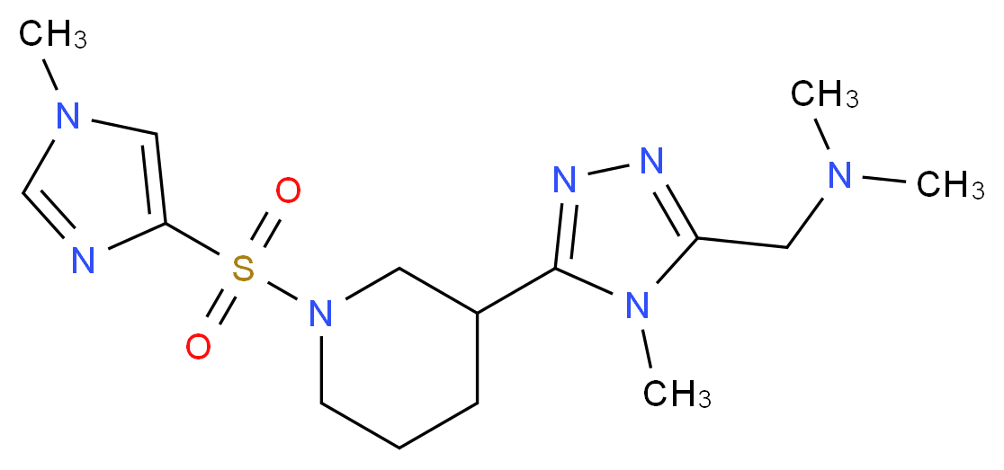 N,N-dimethyl-1-(4-methyl-5-{1-[(1-methyl-1H-imidazol-4-yl)sulfonyl]piperidin-3-yl}-4H-1,2,4-triazol-3-yl)methanamine_Molecular_structure_CAS_)