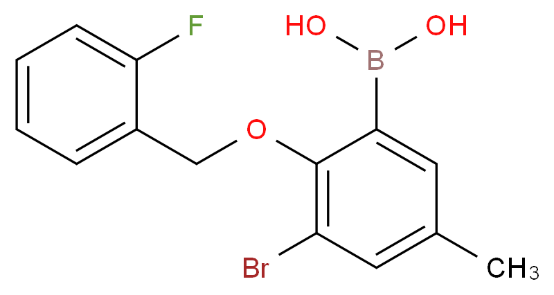 3-BROMO-2-(2'-FLUOROBENZYLOXY)-5-METHYLPHENYLBORONIC ACID_Molecular_structure_CAS_849062-18-6)