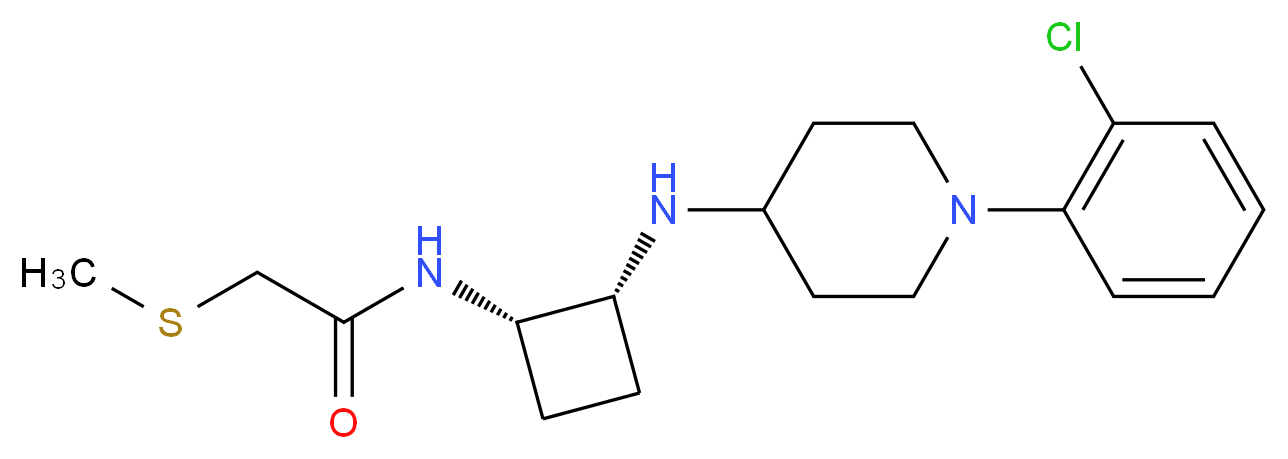 N-((1S*,2R*)-2-{[1-(2-chlorophenyl)-4-piperidinyl]amino}cyclobutyl)-2-(methylthio)acetamide_Molecular_structure_CAS_)