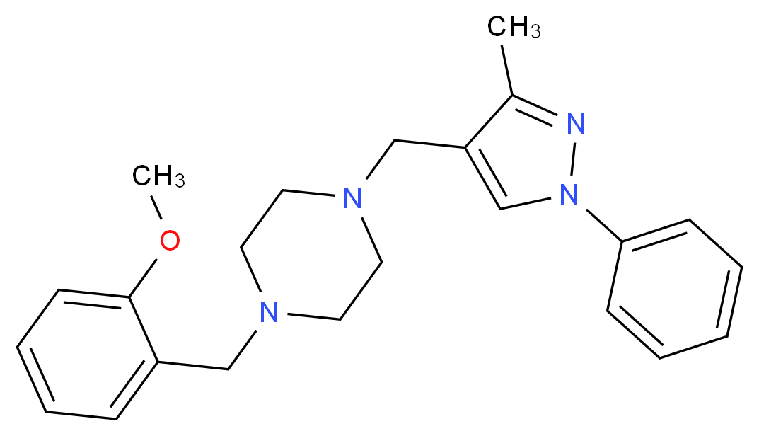 1-(2-methoxybenzyl)-4-[(3-methyl-1-phenyl-1H-pyrazol-4-yl)methyl]piperazine_Molecular_structure_CAS_)