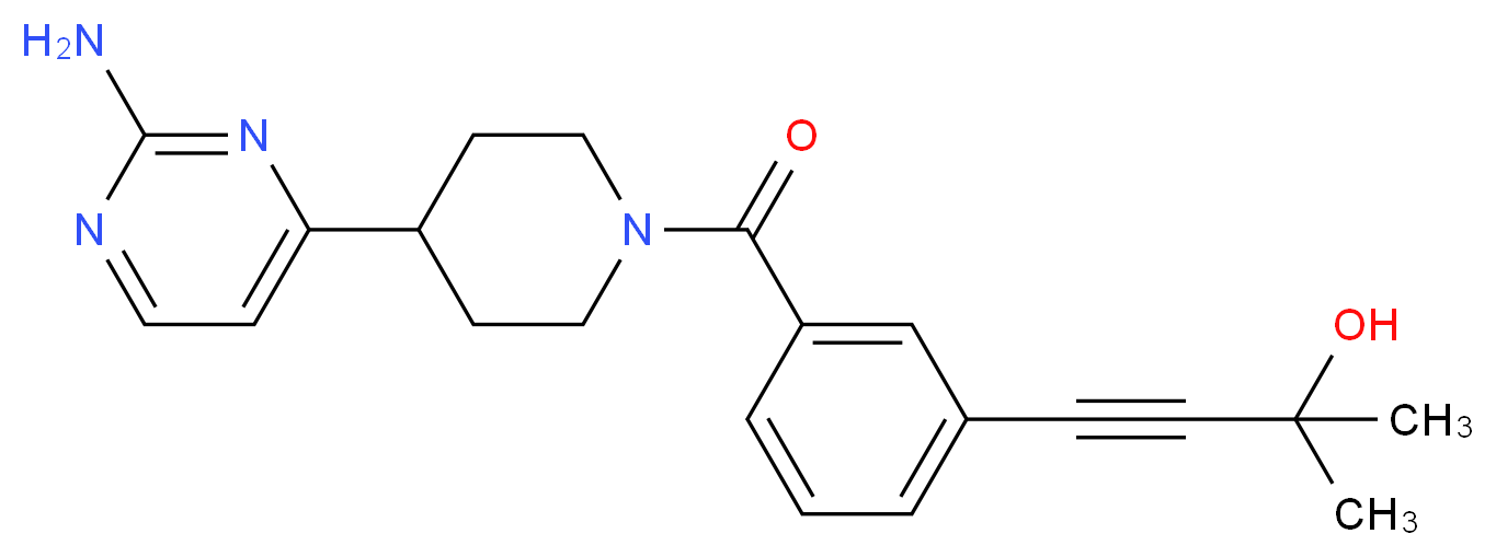 4-(3-{[4-(2-aminopyrimidin-4-yl)piperidin-1-yl]carbonyl}phenyl)-2-methylbut-3-yn-2-ol_Molecular_structure_CAS_)