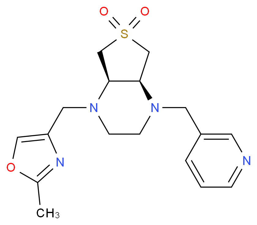 (4aS*,7aR*)-1-[(2-methyl-1,3-oxazol-4-yl)methyl]-4-(3-pyridinylmethyl)octahydrothieno[3,4-b]pyrazine 6,6-dioxide_Molecular_structure_CAS_)