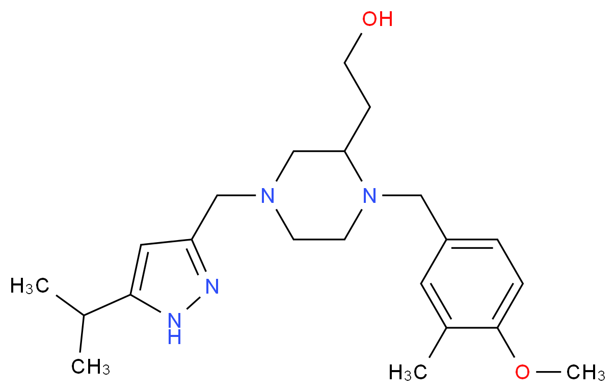 2-[4-[(5-isopropyl-1H-pyrazol-3-yl)methyl]-1-(4-methoxy-3-methylbenzyl)-2-piperazinyl]ethanol_Molecular_structure_CAS_)
