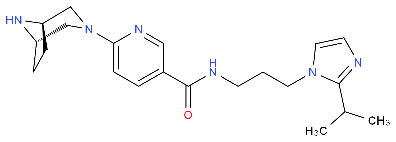 6-[(1R*,5S*)-3,8-diazabicyclo[3.2.1]oct-3-yl]-N-[3-(2-isopropyl-1H-imidazol-1-yl)propyl]nicotinamide_Molecular_structure_CAS_)