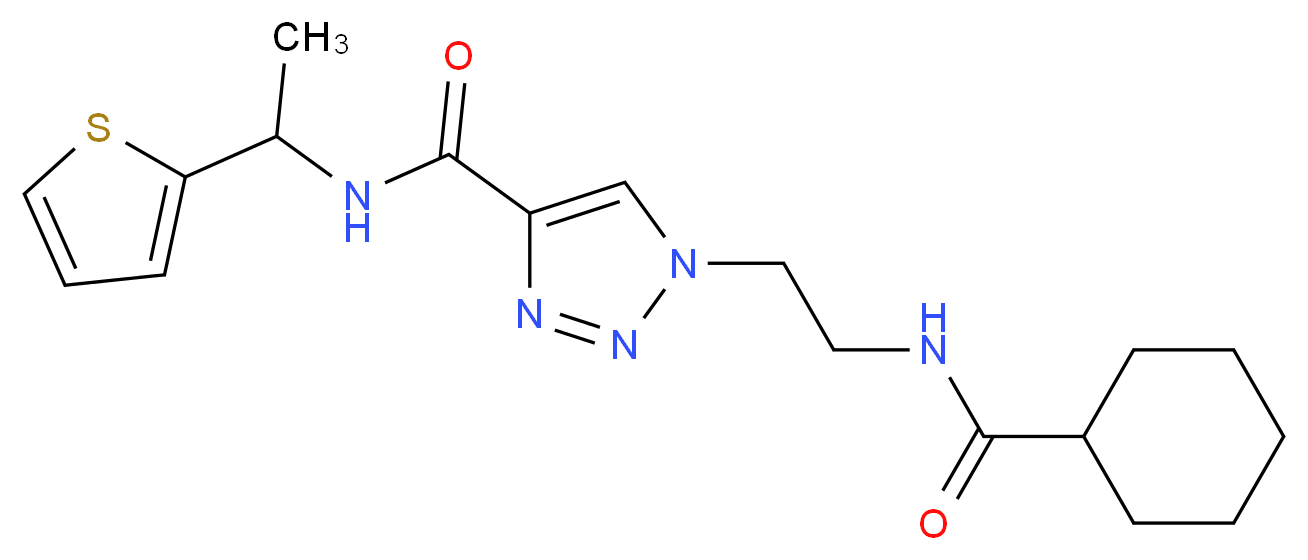 1-{2-[(cyclohexylcarbonyl)amino]ethyl}-N-[1-(2-thienyl)ethyl]-1H-1,2,3-triazole-4-carboxamide_Molecular_structure_CAS_)