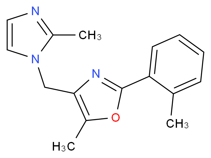 5-methyl-4-[(2-methyl-1H-imidazol-1-yl)methyl]-2-(2-methylphenyl)-1,3-oxazole_Molecular_structure_CAS_)