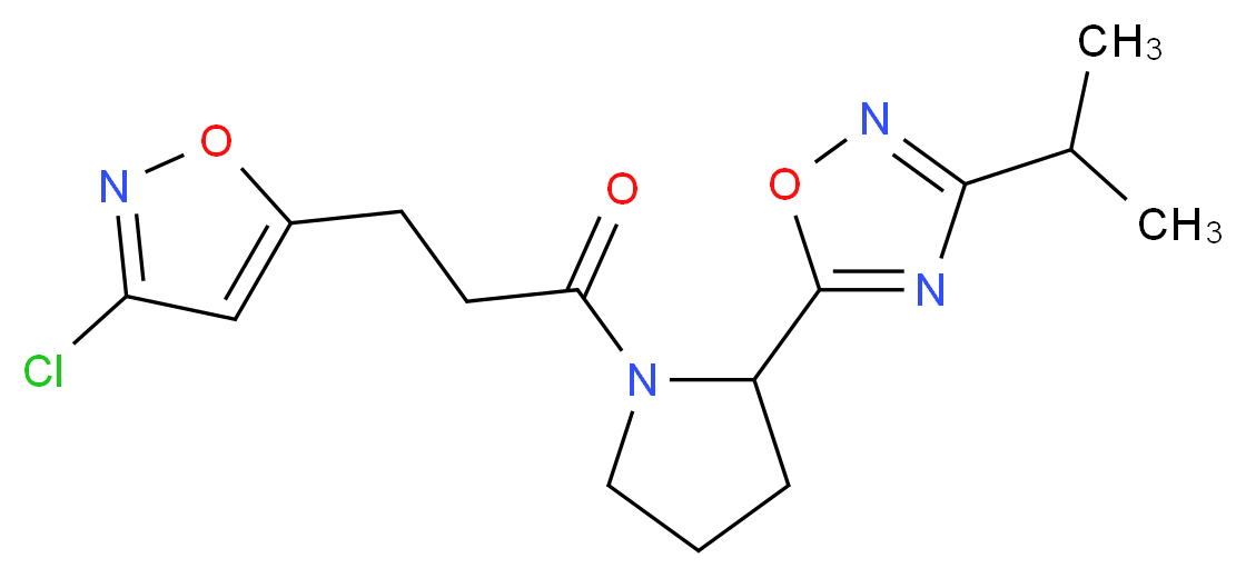 5-{1-[3-(3-chloro-5-isoxazolyl)propanoyl]-2-pyrrolidinyl}-3-isopropyl-1,2,4-oxadiazole_Molecular_structure_CAS_)