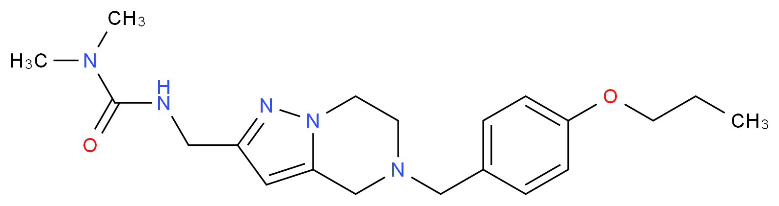 N,N-dimethyl-N'-{[5-(4-propoxybenzyl)-4,5,6,7-tetrahydropyrazolo[1,5-a]pyrazin-2-yl]methyl}urea_Molecular_structure_CAS_)