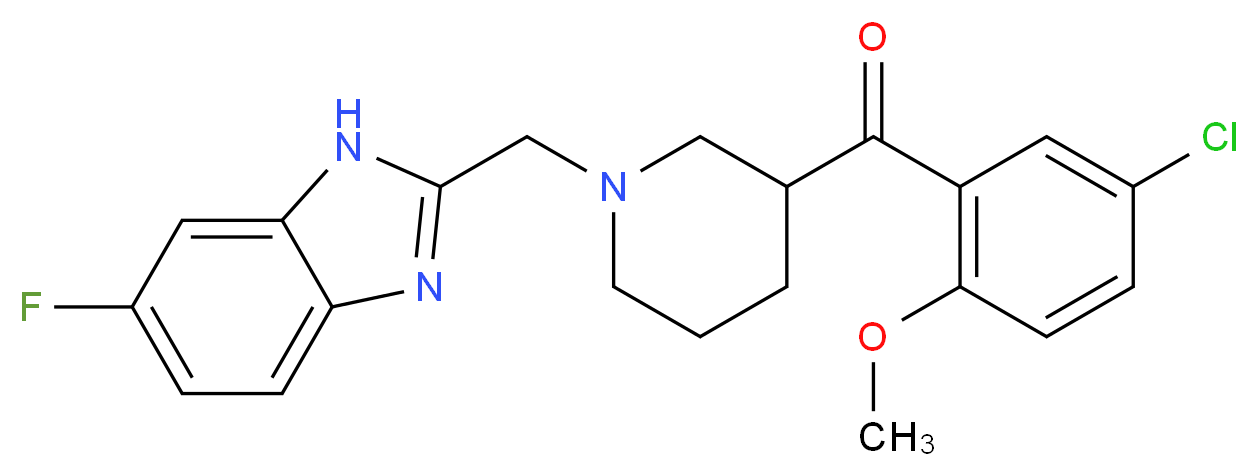 (5-chloro-2-methoxyphenyl){1-[(6-fluoro-1H-benzimidazol-2-yl)methyl]-3-piperidinyl}methanone_Molecular_structure_CAS_)