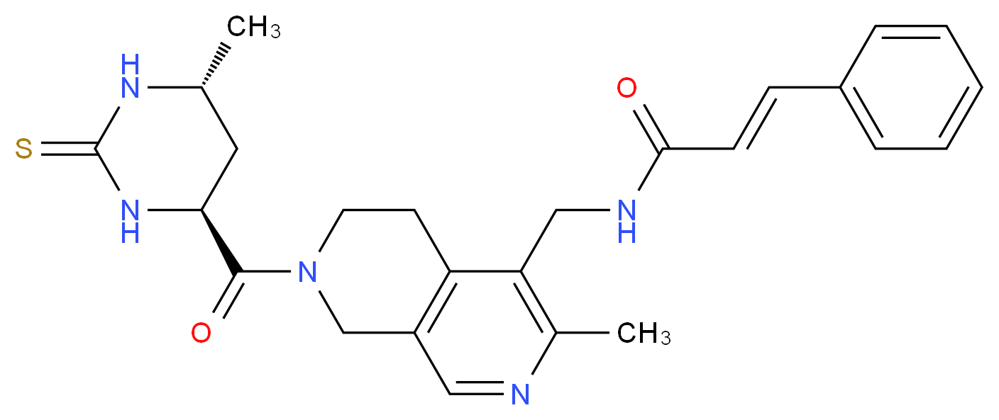 (2E)-N-[(3-methyl-7-{[(4S*,6R*)-6-methyl-2-thioxohexahydro-4-pyrimidinyl]carbonyl}-5,6,7,8-tetrahydro-2,7-naphthyridin-4-yl)methyl]-3-phenylacrylamide_Molecular_structure_CAS_)
