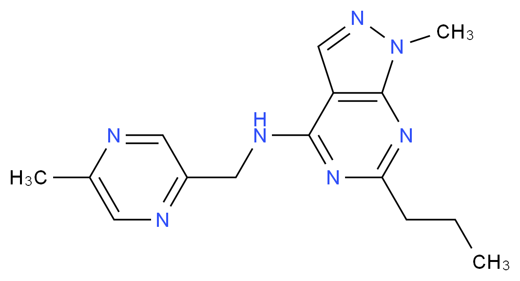 1-methyl-N-[(5-methyl-2-pyrazinyl)methyl]-6-propyl-1H-pyrazolo[3,4-d]pyrimidin-4-amine_Molecular_structure_CAS_)