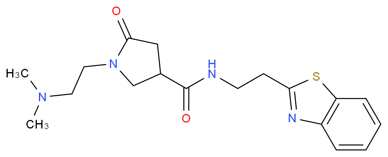 N-[2-(1,3-benzothiazol-2-yl)ethyl]-1-[2-(dimethylamino)ethyl]-5-oxo-3-pyrrolidinecarboxamide_Molecular_structure_CAS_)