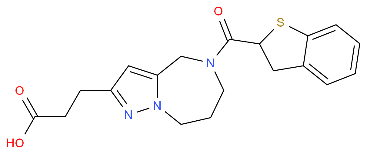 3-[5-(2,3-dihydro-1-benzothien-2-ylcarbonyl)-5,6,7,8-tetrahydro-4H-pyrazolo[1,5-a][1,4]diazepin-2-yl]propanoic acid_Molecular_structure_CAS_)