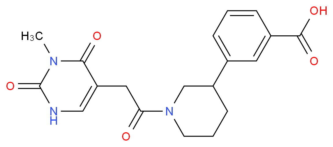 3-{1-[(3-methyl-2,4-dioxo-1,2,3,4-tetrahydropyrimidin-5-yl)acetyl]piperidin-3-yl}benzoic acid_Molecular_structure_CAS_)