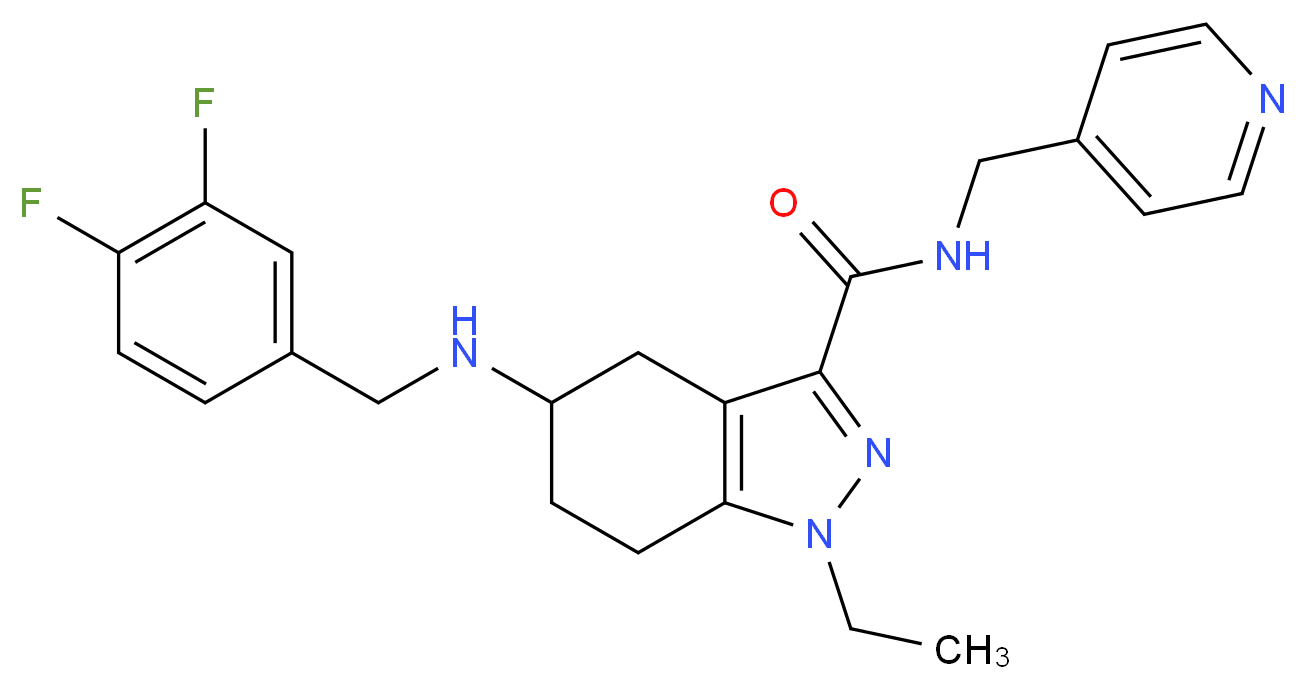 5-[(3,4-difluorobenzyl)amino]-1-ethyl-N-(4-pyridinylmethyl)-4,5,6,7-tetrahydro-1H-indazole-3-carboxamide_Molecular_structure_CAS_)