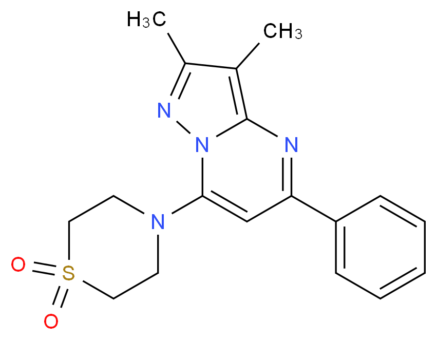 7-(1,1-dioxido-4-thiomorpholinyl)-2,3-dimethyl-5-phenylpyrazolo[1,5-a]pyrimidine_Molecular_structure_CAS_)