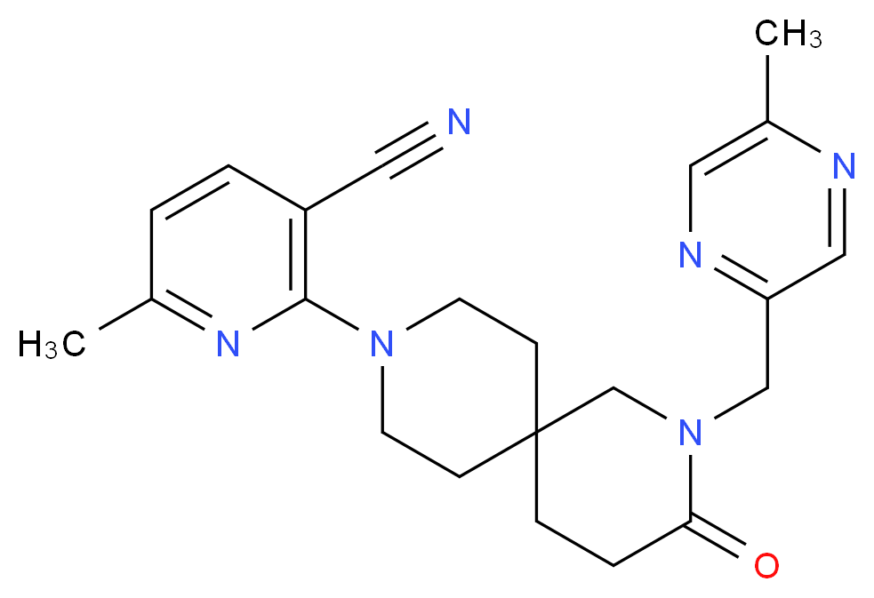6-methyl-2-{2-[(5-methylpyrazin-2-yl)methyl]-3-oxo-2,9-diazaspiro[5.5]undec-9-yl}nicotinonitrile_Molecular_structure_CAS_)