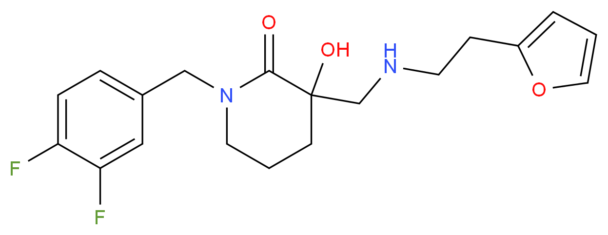 1-(3,4-difluorobenzyl)-3-({[2-(2-furyl)ethyl]amino}methyl)-3-hydroxypiperidin-2-one_Molecular_structure_CAS_)