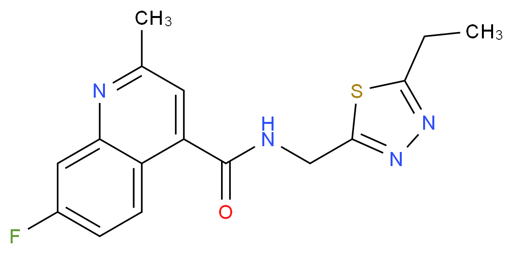 N-[(5-ethyl-1,3,4-thiadiazol-2-yl)methyl]-7-fluoro-2-methylquinoline-4-carboxamide_Molecular_structure_CAS_)