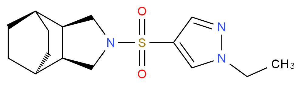 (1R*,2R*,6S*,7S*)-4-[(1-ethyl-1H-pyrazol-4-yl)sulfonyl]-4-azatricyclo[5.2.2.0~2,6~]undecane_Molecular_structure_CAS_)