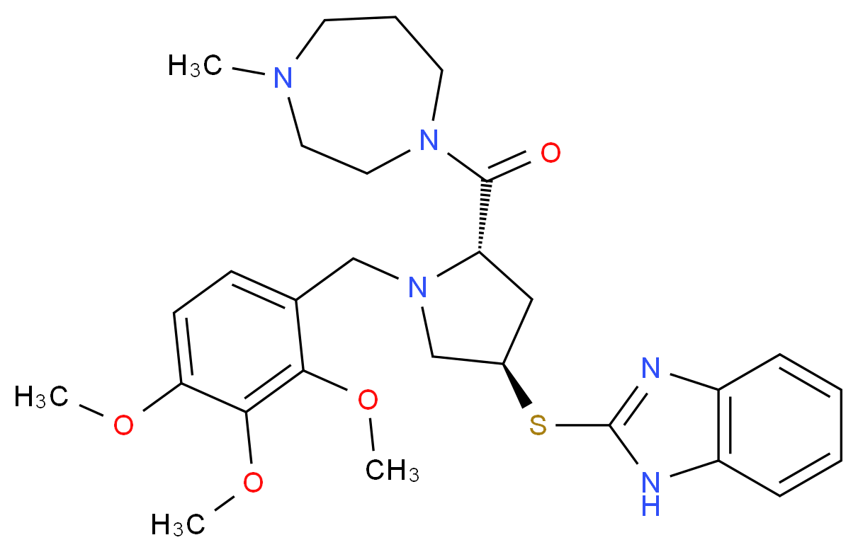 2-{[(3R,5S)-5-[(4-methyl-1,4-diazepan-1-yl)carbonyl]-1-(2,3,4-trimethoxybenzyl)-3-pyrrolidinyl]thio}-1H-benzimidazole_Molecular_structure_CAS_)