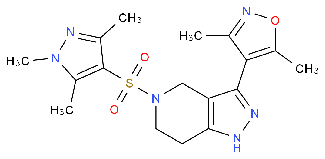 3-(3,5-dimethylisoxazol-4-yl)-5-[(1,3,5-trimethyl-1H-pyrazol-4-yl)sulfonyl]-4,5,6,7-tetrahydro-1H-pyrazolo[4,3-c]pyridine_Molecular_structure_CAS_)