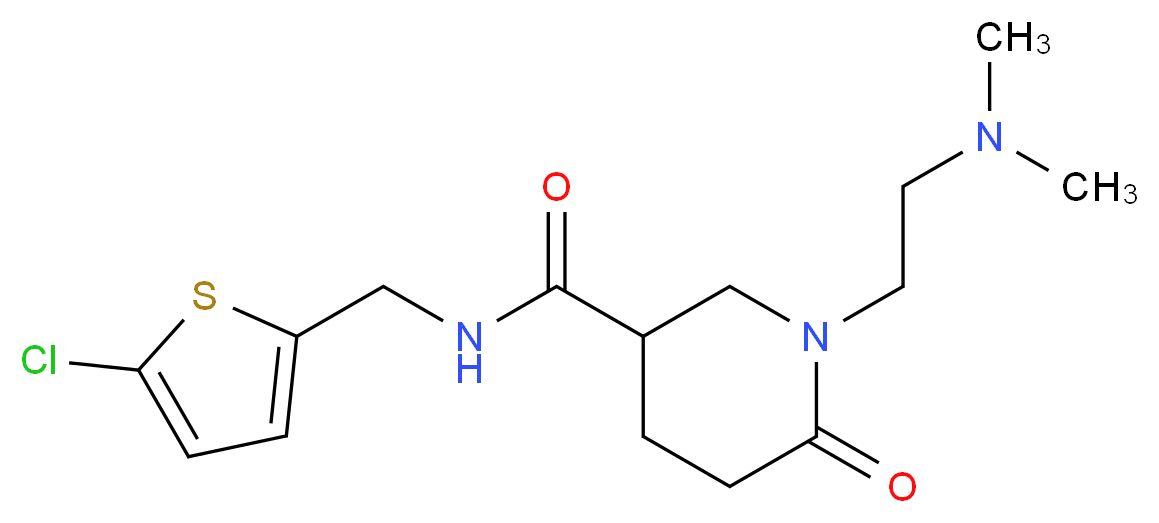 N-[(5-chloro-2-thienyl)methyl]-1-[2-(dimethylamino)ethyl]-6-oxo-3-piperidinecarboxamide_Molecular_structure_CAS_)