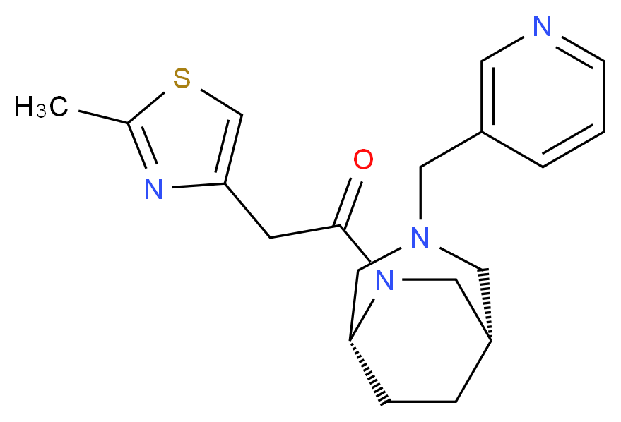 (1S*,5R*)-6-[(2-methyl-1,3-thiazol-4-yl)acetyl]-3-(pyridin-3-ylmethyl)-3,6-diazabicyclo[3.2.2]nonane_Molecular_structure_CAS_)