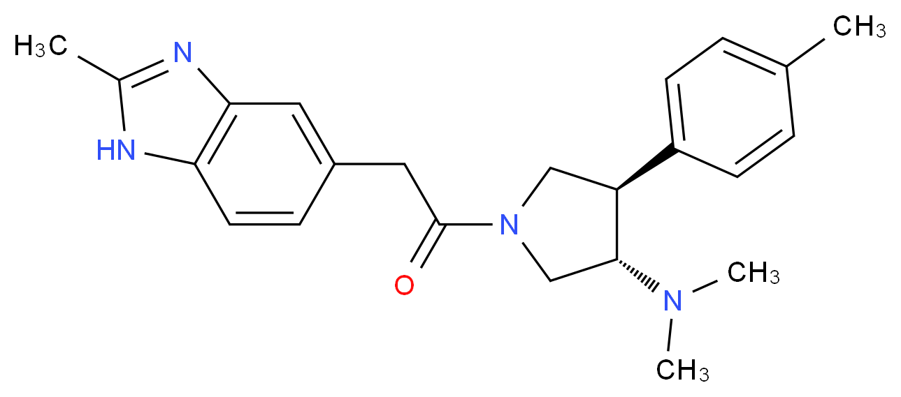 (3S*,4R*)-N,N-dimethyl-1-[(2-methyl-1H-benzimidazol-5-yl)acetyl]-4-(4-methylphenyl)pyrrolidin-3-amine_Molecular_structure_CAS_)