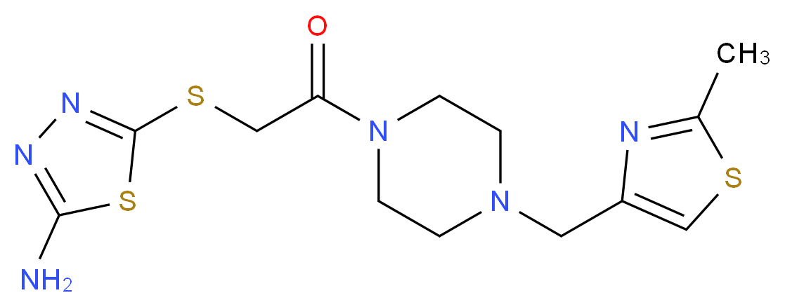 5-[(2-{4-[(2-methyl-1,3-thiazol-4-yl)methyl]piperazin-1-yl}-2-oxoethyl)thio]-1,3,4-thiadiazol-2-amine_Molecular_structure_CAS_)