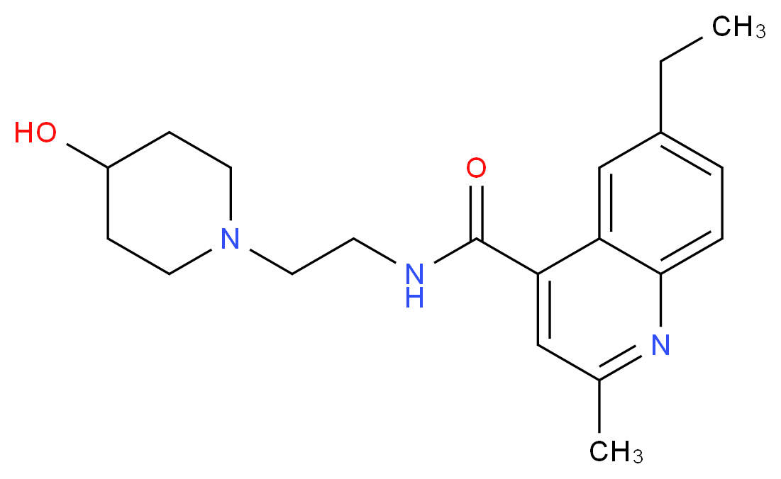 6-ethyl-N-[2-(4-hydroxy-1-piperidinyl)ethyl]-2-methyl-4-quinolinecarboxamide_Molecular_structure_CAS_)