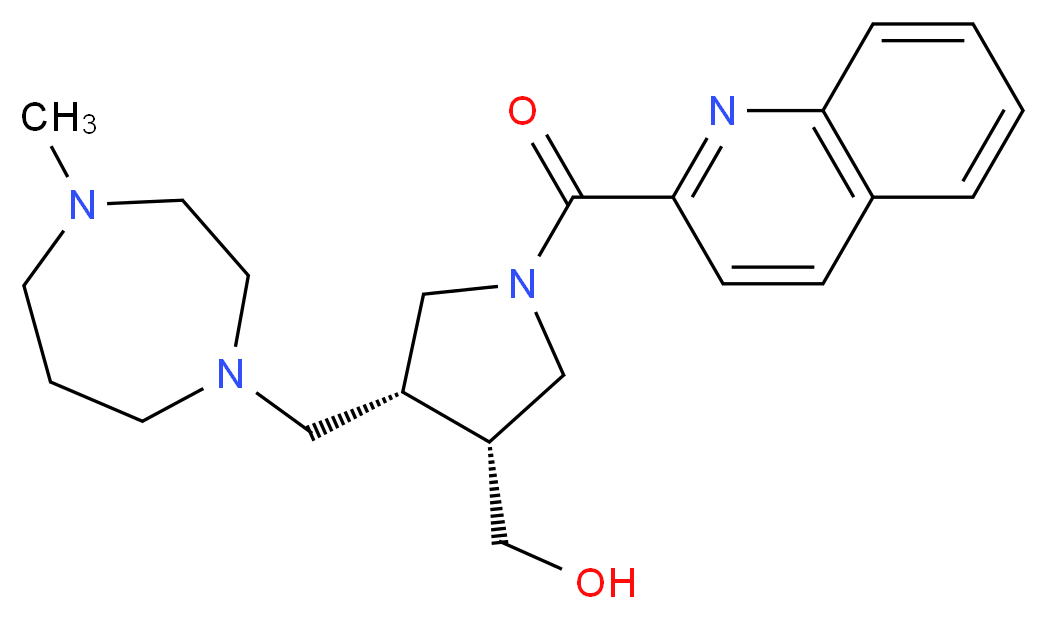 [(3R*,4R*)-4-[(4-methyl-1,4-diazepan-1-yl)methyl]-1-(quinolin-2-ylcarbonyl)pyrrolidin-3-yl]methanol_Molecular_structure_CAS_)