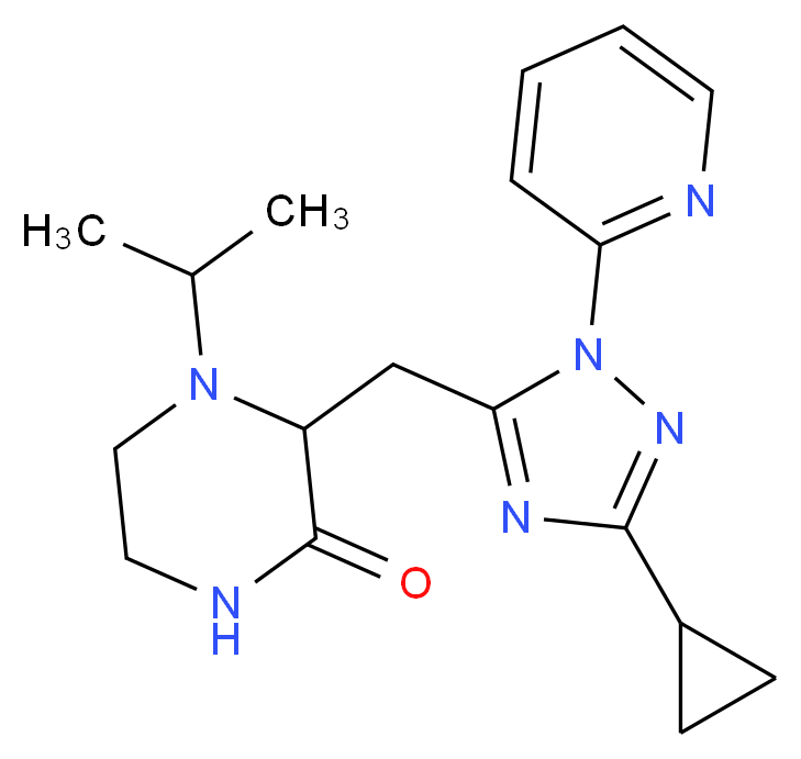 3-[(3-cyclopropyl-1-pyridin-2-yl-1H-1,2,4-triazol-5-yl)methyl]-4-isopropylpiperazin-2-one_Molecular_structure_CAS_)