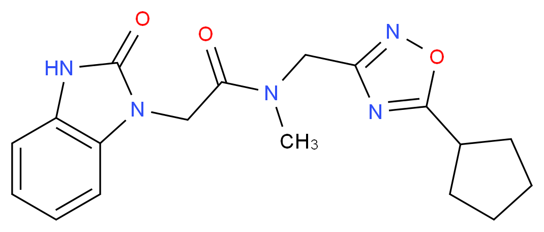 N-[(5-cyclopentyl-1,2,4-oxadiazol-3-yl)methyl]-N-methyl-2-(2-oxo-2,3-dihydro-1H-benzimidazol-1-yl)acetamide_Molecular_structure_CAS_)