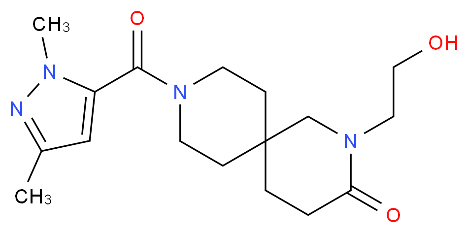 9-[(1,3-dimethyl-1H-pyrazol-5-yl)carbonyl]-2-(2-hydroxyethyl)-2,9-diazaspiro[5.5]undecan-3-one_Molecular_structure_CAS_)